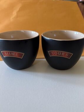 BAILEYS Black 'Mine' and 'Yours' Ceramic Cups - Set of 2